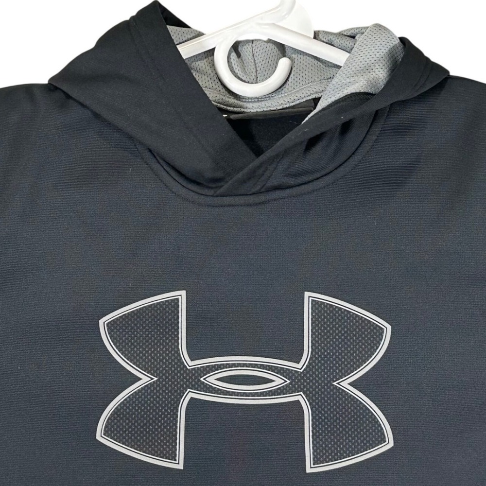 Under Armour ColdGear Hoodie Black Grey Logo Loose Fit Men's Large Sweatshirt